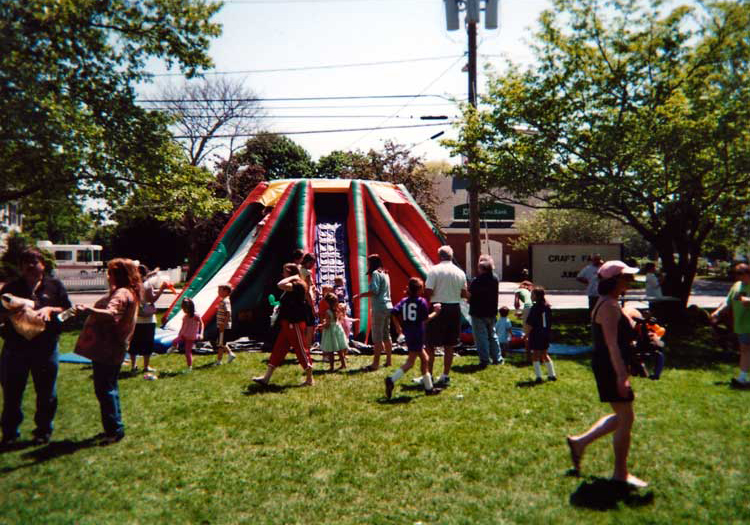 Children playing and not waiting for a turn at the dougle-slide